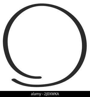 Disegna il cerchio con il marcatore, il logo rotondo viene disegnato a mano con una matita per pennarelli Illustrazione Vettoriale