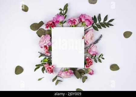 Bianco carta bianca bella fiori sfondo bianco. Foto di alta qualità Foto Stock