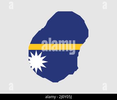 Mappa della bandiera di Nauru. Mappa della Repubblica di Nauru con la bandiera del paese di Nauruan. Illustrazione vettoriale. Illustrazione Vettoriale