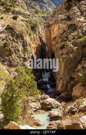 Vista sul canyon del Tajo de la Encantada sul Camino del Rey Foto Stock