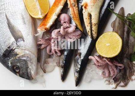 Vista dall'alto sul limone di pesce. Foto di alta qualità Foto Stock