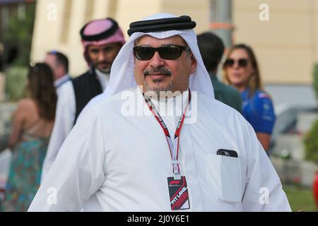 Bahrain International Circuit, Sakhir, Bahrain il 20 marzo 2022 sua altezza reale il principe Salman bin Hamad al Khalifa, il principe ereditario e primo ministro del Bahrain durante LA FORMULA 1 GULF AIR BAHRAIN GRAND PRIX 2022, Phil Duncan Foto Stock