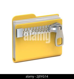 Icona cartella gialla Zipper 3D Foto Stock