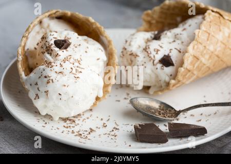 Delizioso gelato con coni. Foto di alta qualità Foto Stock