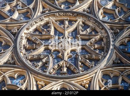 Finestra gotica della cattedrale di San Vito a Praga Foto Stock