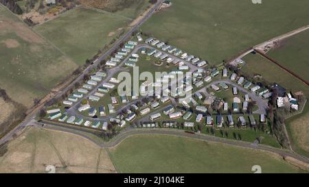 Veduta aerea di un parco di Caravan della banca del Brown, Yorkshire occidentale Foto Stock