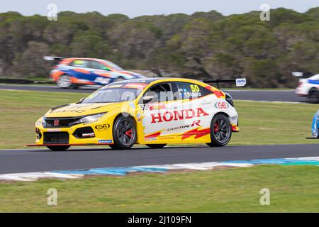 Cowes, Australia. 20th Mar 2022. Tony D'Alberto (#50 Honda Wall Racing Honda Civic Type R) durante la gara 2 della Supercheap Auto TCR Australia Series al Phillip Island Grand Prix Circuit. Credit: SOPA Images Limited/Alamy Live News Foto Stock