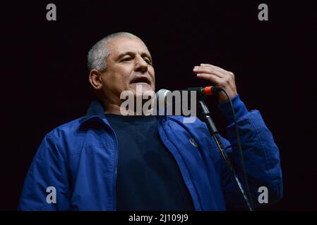 Roma, Italia. 20th Mar 2022. Andrea Alzetta durante 'Together for Peace', manifestazione anti-guerra in Piazza San Govanni, News in Rome, Italy, March 20 2022 Credit: Independent Photo Agency/Alamy Live News Foto Stock