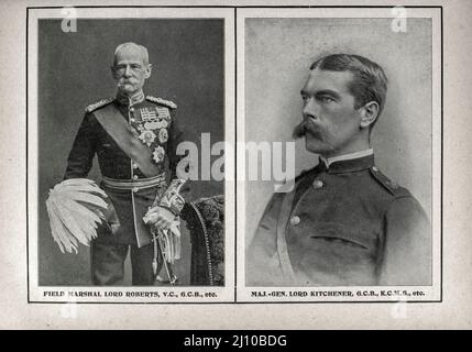 Frederick Roberts, 1st Earl Roberts e il generale Lord Kitchener Fotografia in bianco e nero dal libro ' Sudafrica; la sua storia, eroi e guerre ' di William Douglas Mackenzie, e Alfred Stead, Editore Chicago, Philadelphia : Monarch Book Company nel 1890 Foto Stock