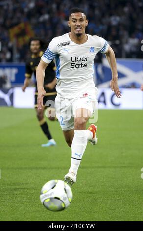 William Saliba di Marsiglia durante il campionato francese Ligue 1 partita di calcio tra Olympique de Marseille e OGC Nizza il 20 marzo 2022 allo stadio Velodrome di Marsiglia, Francia - Foto: Jean Catuffe/DPPI/LiveMedia Foto Stock