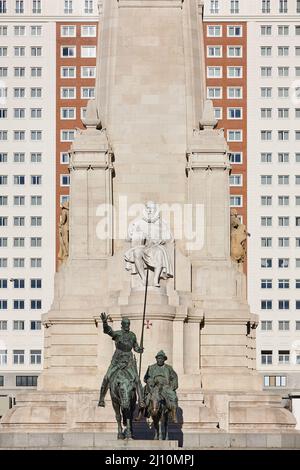 Miguel de Cervantes Don Quijote e Sancho Panza statua. Spagna Foto Stock