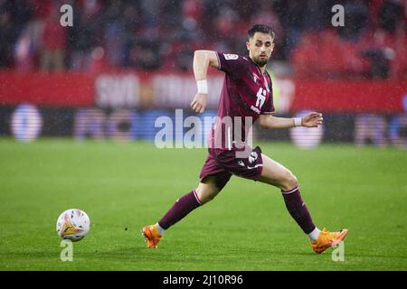 Adnan Januzaj di Real Sociedad durante il campionato spagnolo la Liga partita di calcio tra Sevilla FC e Real Sociedad il 20 marzo 2022 allo stadio Ramon Sanchez-Pizjuan di Siviglia, Spagna - Foto: Joaquin Corchero/DPPI/LiveMedia Foto Stock