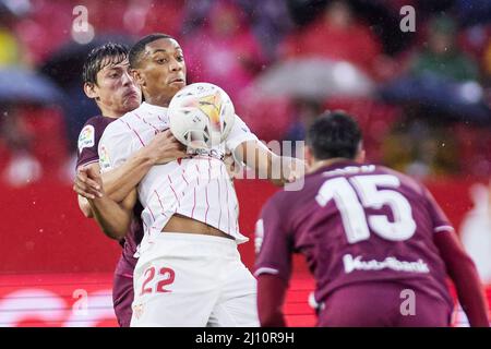 Anthony Martial del Sevilla FC durante il campionato spagnolo la Liga partita di calcio tra Sevilla FC e Real Sociedad il 20 marzo 2022 allo stadio Ramon Sanchez-Pizjuan di Sevilla, Spagna - Foto: Joaquin Corchero/DPPI/LiveMedia Foto Stock