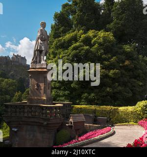 Statua del poeta scozzese Allan Ramsay (1684-1758), Edniburgh, Scozia. Foto Stock