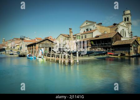 Cantiere della gondola, Squero di San Trovaso, Venezia Italia Foto Stock