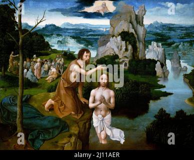 Il Battesimo di Cristo di Gioacchino Patinir (c. 1480-1524), olio su quercia, c.. 1510-20 Foto Stock