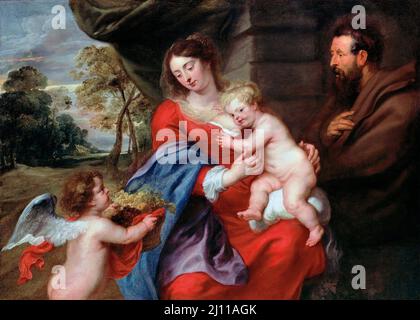 Rubens. Pittura della Sacra Famiglia di Peter Paul Rubens (1577-1640), olio su tela, c.. 1630 Foto Stock