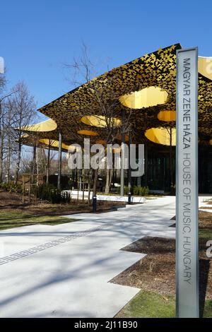 Casa della Musica Ungherese (Magyar Zene Háza), Parco cittadino (Városliget), Distretto XIV, Budapest, Ungheria, Magyarország, Europa Foto Stock