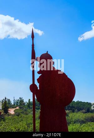 Figure metalliche che rappresentano soldati cristiani e arabi che hanno partecipato alla famosa battaglia di Navas de Tolosa il 16 luglio 1212 Foto Stock