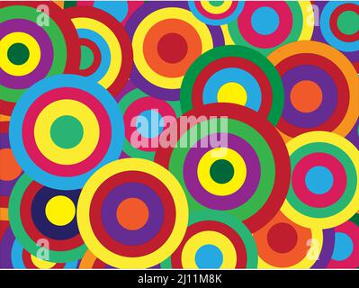1960s vintage retro colorato psichedelico cerchi immagine vettoriale Illustrazione Vettoriale