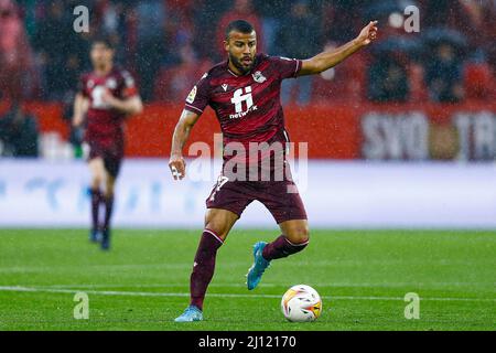 Rafael Alcantara Rafinha di Real Sociedad durante la partita la Liga tra Sevilla FC e Real Sociedad disputata allo Stadio Sanchez Pizjuan il 20 marzo 2022 a Sevilla, Spagna. (Foto di Antonio Pozo / PRESSINPHOTO) Foto Stock