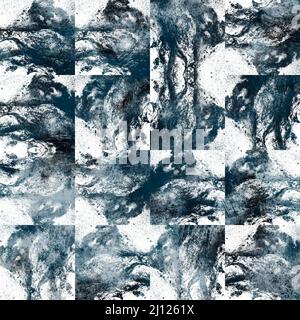 Design senza cuciture in blu marino e bianco grungo astratto per motivi di superficie senza cuciture per la stampa Foto Stock