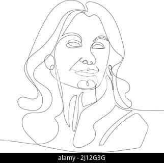 ritratto donna di mezza età che tocca la sua pelle Illustrazione Vettoriale