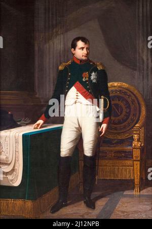 Ritratto di Napoleone i (1769-1821) in uniforme di un colonnello dei Chasseurs de la Garde, dipinto di ritratto a olio su tela di Robert Jacques Franois Lefèvre, 1809 Foto Stock