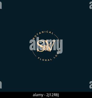 Monogramma e logo SV iniziale floreale Vector Blooming Illustrazione Vettoriale