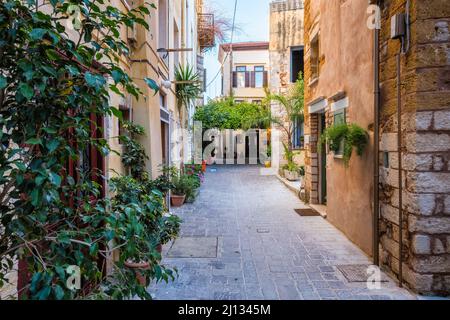 Pittoresche strade panoramiche della città veneziana di Chania. Chania, Creete, Grecia Foto Stock