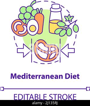 Icona del concetto di dieta mediterranea Illustrazione Vettoriale