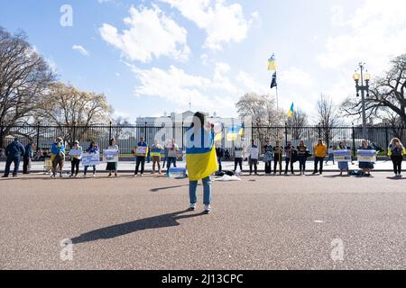 Manifestanti ucraini fuori dalla Casa Bianca Foto Stock