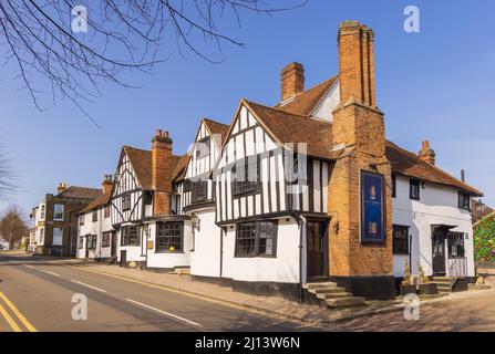 Vista del Boar's Head Inn, High Street, Bishop's Stortford. REGNO UNITO Foto Stock