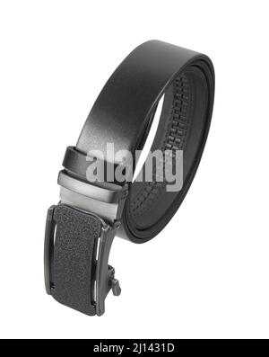 Accessorio abbigliamento uomo. Cintura in pelle isolata su sfondo bianco Foto Stock