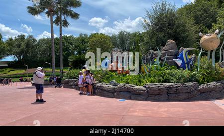 Orlando, FL USA- 3 agosto 2020: L'ingresso al Living Seas Pavilion a EPCOT nel Walt Disney World di Orlando, Florida. Foto Stock