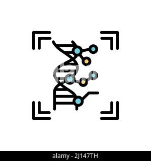 Identificazione del DNA icona a linea color. ID e persona di verifica. Pittogramma per pagina web, app mobile, promo Illustrazione Vettoriale