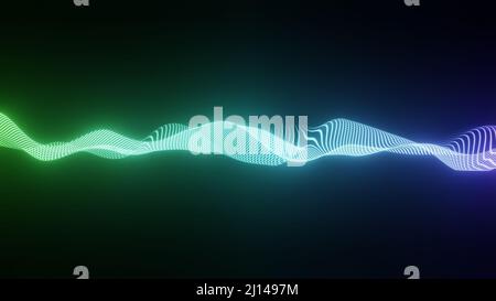 Struttura ondulata, sfumatura al neon colorata su sfondo nero, illustrazione Abstract 3D Render Foto Stock