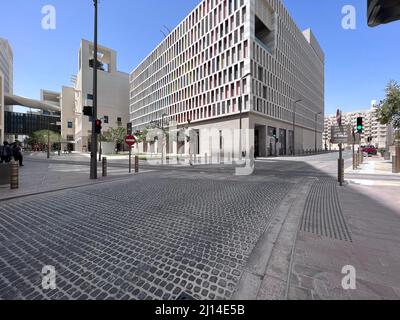 Edificio architettura del centro di Mushreib. Msheireb Newley sviluppare la città del Qatar Foto Stock