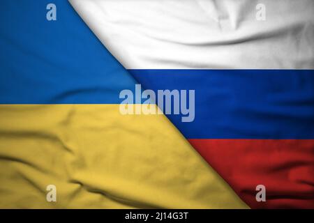 Sfondo bandiere ucraine e russe Foto Stock