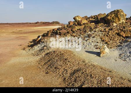 Sito minerario a cielo aperto di rame e altri minerali, provincia di Minas de Riotinto di Huelva, Spagna meridionale. Foto Stock