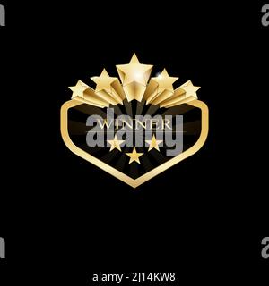 Etichetta vettoriale con stelle d'oro e luogo per il testo Illustrazione Vettoriale