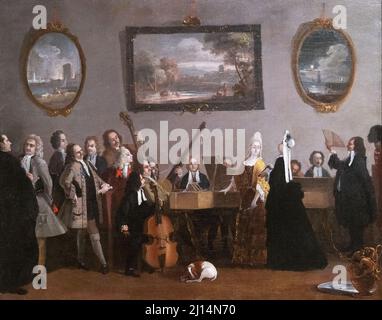 Pittura Marco Ricci; 'prova di un'Opera', 1709; arte italiana del 18th° secolo, olio su tela. Foto Stock