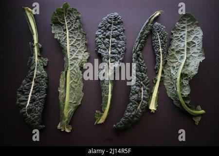 Uniforme Kale su sfondo nero Foto Stock