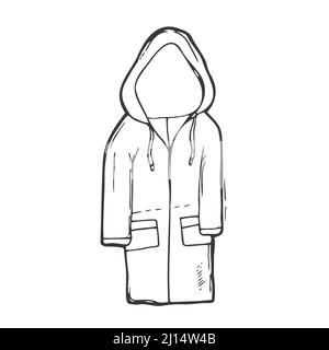 Doodle Rain coat in Vector. Cappotto di pescatore. Illustrazione Vettoriale