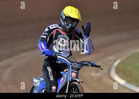 MANCHESTER, REGNO UNITO. MAR 21ST. Matej Zagar durante il Peter Craven Memorial Trophy al National Speedway Stadium di Manchester lunedì 21st marzo 2022. (Credit: Eddie Garvey | MI News) Credit: MI News & Sport /Alamy Live News Foto Stock