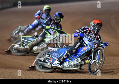 MANCHESTER, REGNO UNITO. MAR 21ST. Matej Zagar durante il Peter Craven Memorial Trophy al National Speedway Stadium di Manchester lunedì 21st marzo 2022. (Credit: Eddie Garvey | MI News) Credit: MI News & Sport /Alamy Live News Foto Stock