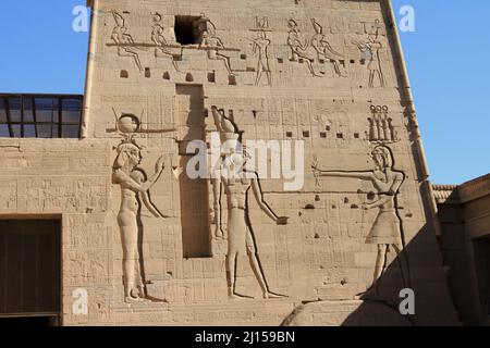 Tempio di Philae, Lago Nasser, nei pressi di Assuan, Egitto Foto Stock