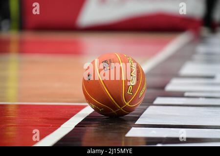 Rio de Janeiro, Brasile. 22nd Mar 2022. Palla durante Flamengo x Corinzi per Novo Basquete Brasil (NBB) a Ginásio do Maracanazinho, Martedì sera (22), a Rio de Janeiro, RJ. Credit: Celso Pupo/FotoArena/Alamy Live News Foto Stock