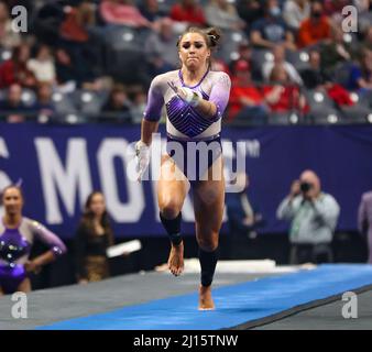 Birmingham, Alabama, Stati Uniti. 19th Mar, 2022. Durante i campionati di ginnastica femminile SEC 2022 alla Legacy Arena di Birmingham, al. Kyle Okita/CSM/Alamy Live News Foto Stock