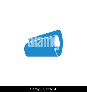 rotolo di carta blu 3d vettore di logo geometrico piatto Illustrazione Vettoriale